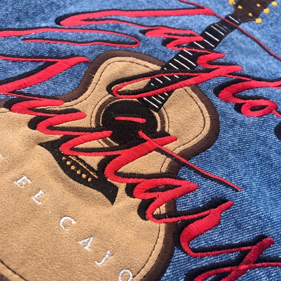 Vintage 90s Taylor Guitars Embroidered Trucker Denim Jacket Size Large - Picture 4 of 6